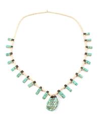 Santo Doming Inlay Tab Necklace Length 25 inches — Circa 1900