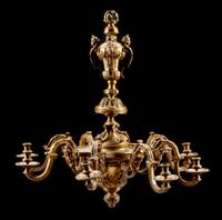 A Regence Style Gilt Bronze Eight-Light Chandelier Height 34 x diameter 33 1/2 inches. — 19TH CENTURY