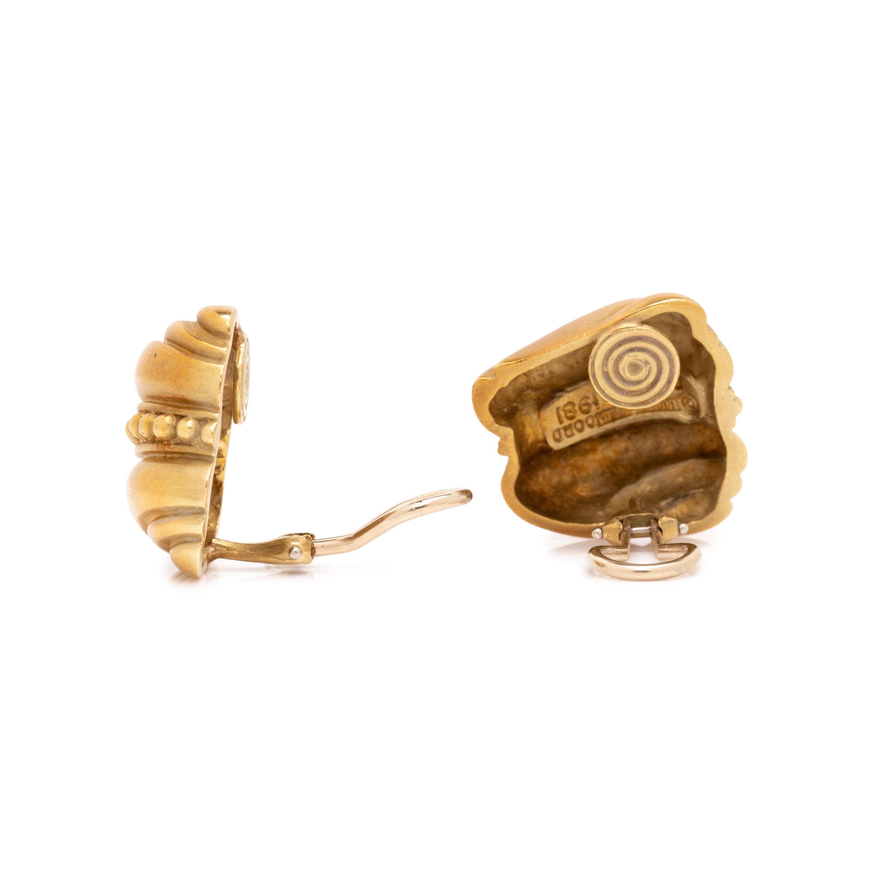 KIESELSTEIN-CORD, YELLOW GOLD EARCLIPS
