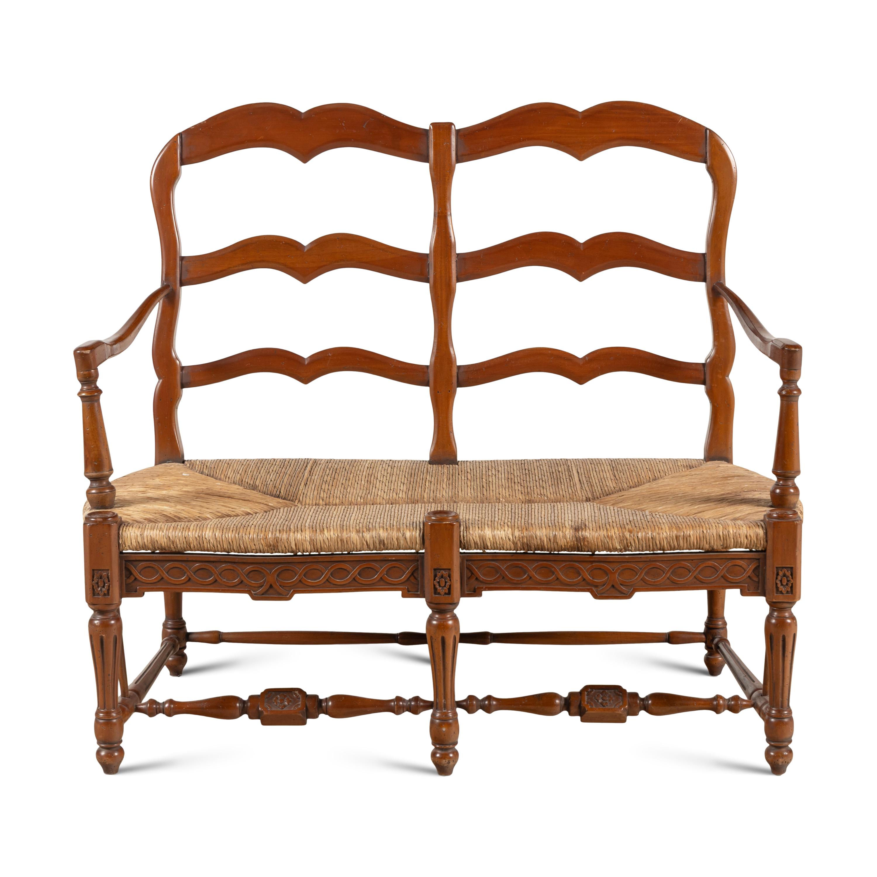 A Provincial Style Rush-Seat Bench