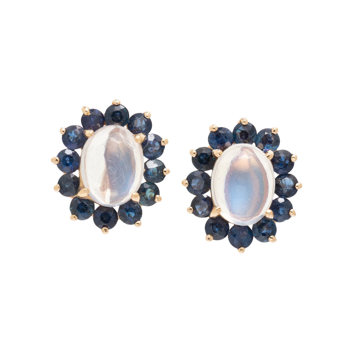 MOONSTONE AND SAPPHIRE EARCLIPS