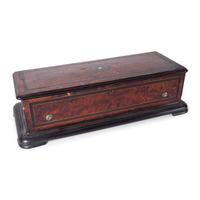An Eight Tune Cylinder Swiss Music Box with Inlaid Burl Walnut Case