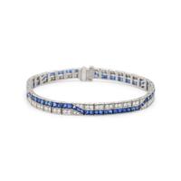 PLATINUM, SAPPHIRE, AND DIAMOND BRACELET