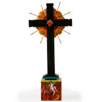 Southwest Folk Art Cross, with Sacred Heart