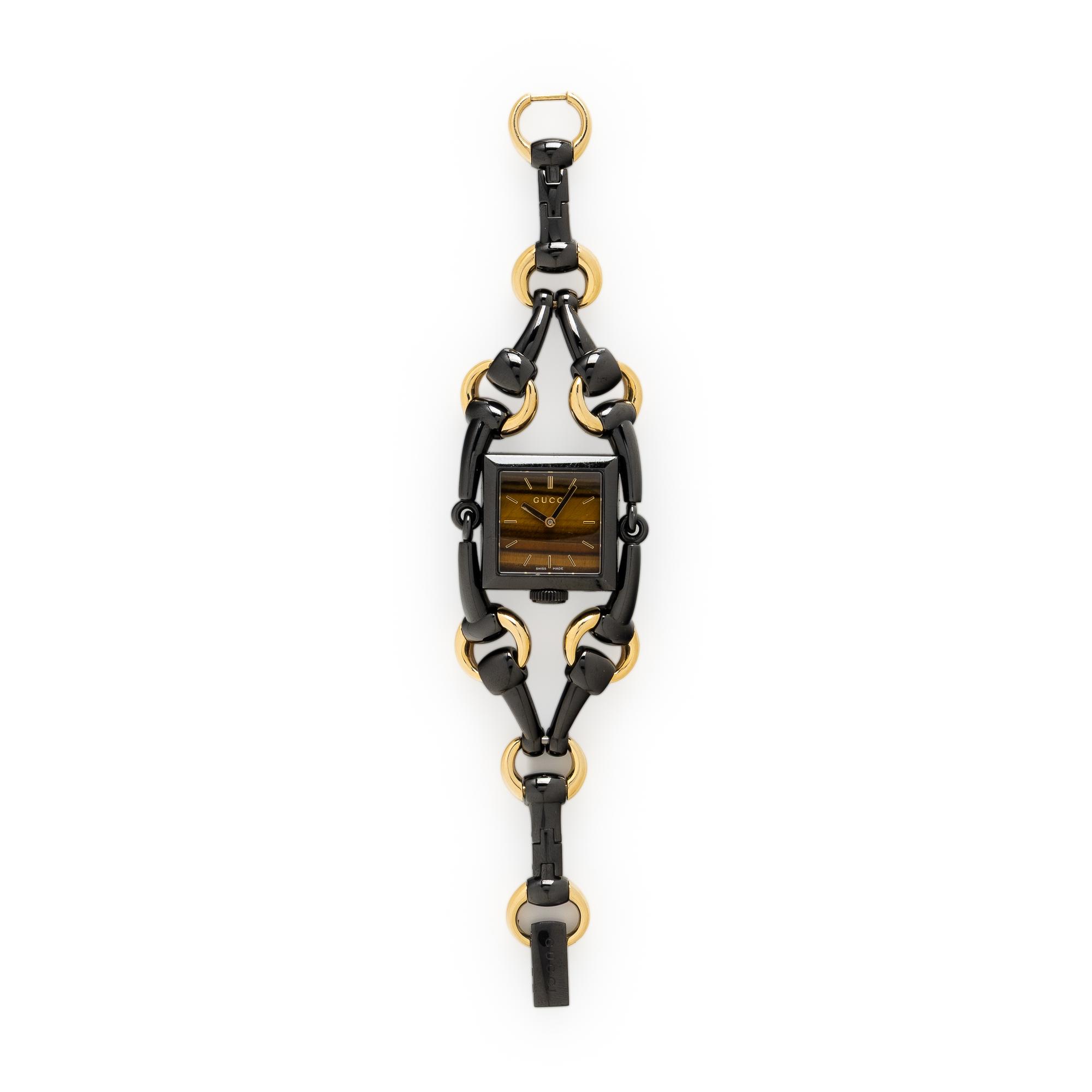 Gucci, Ref. 116.3, Stainless Steel and Yellow Gold 'Signoria' Watch with Tiger's Eye Dial