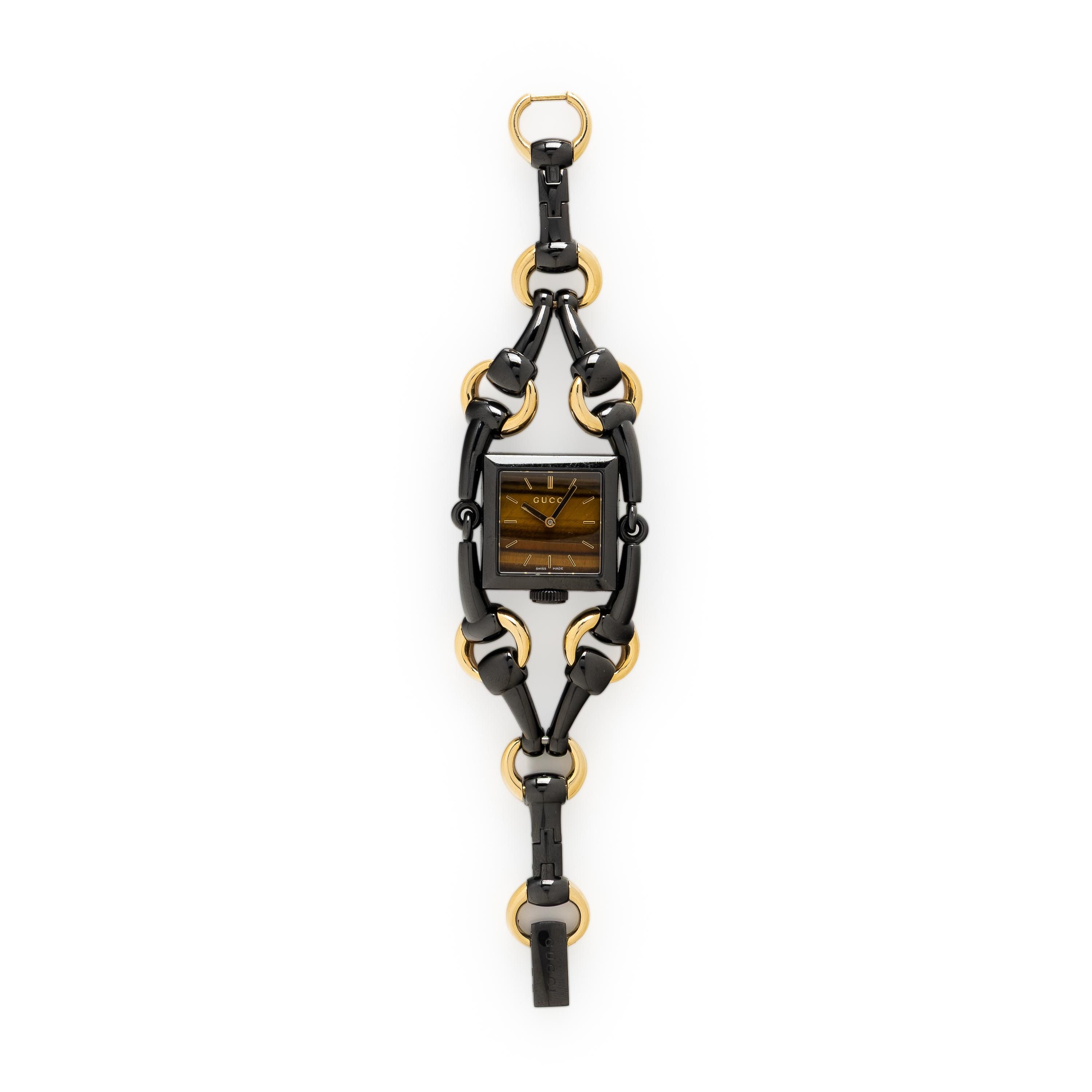 Gucci, Ref. 116.3, Stainless Steel and Yellow Gold 'Signoria' Watch with Tiger's Eye Dial