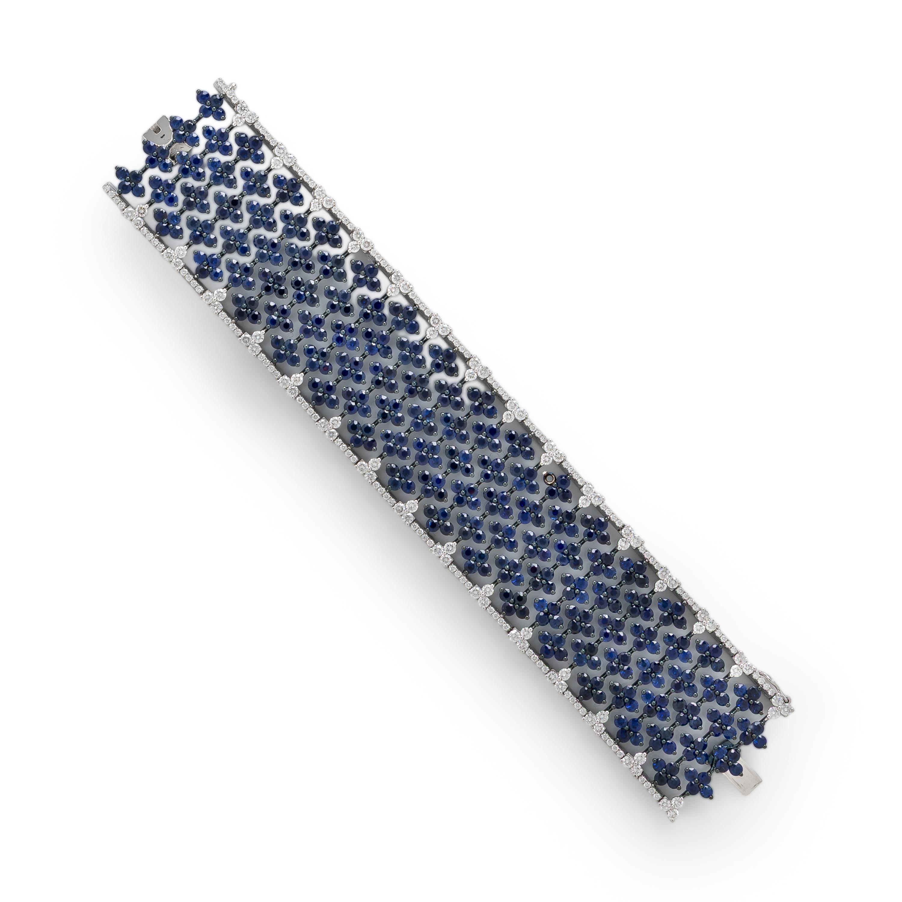 Sapphire, Diamond, and Bicolor Gold Bracelet