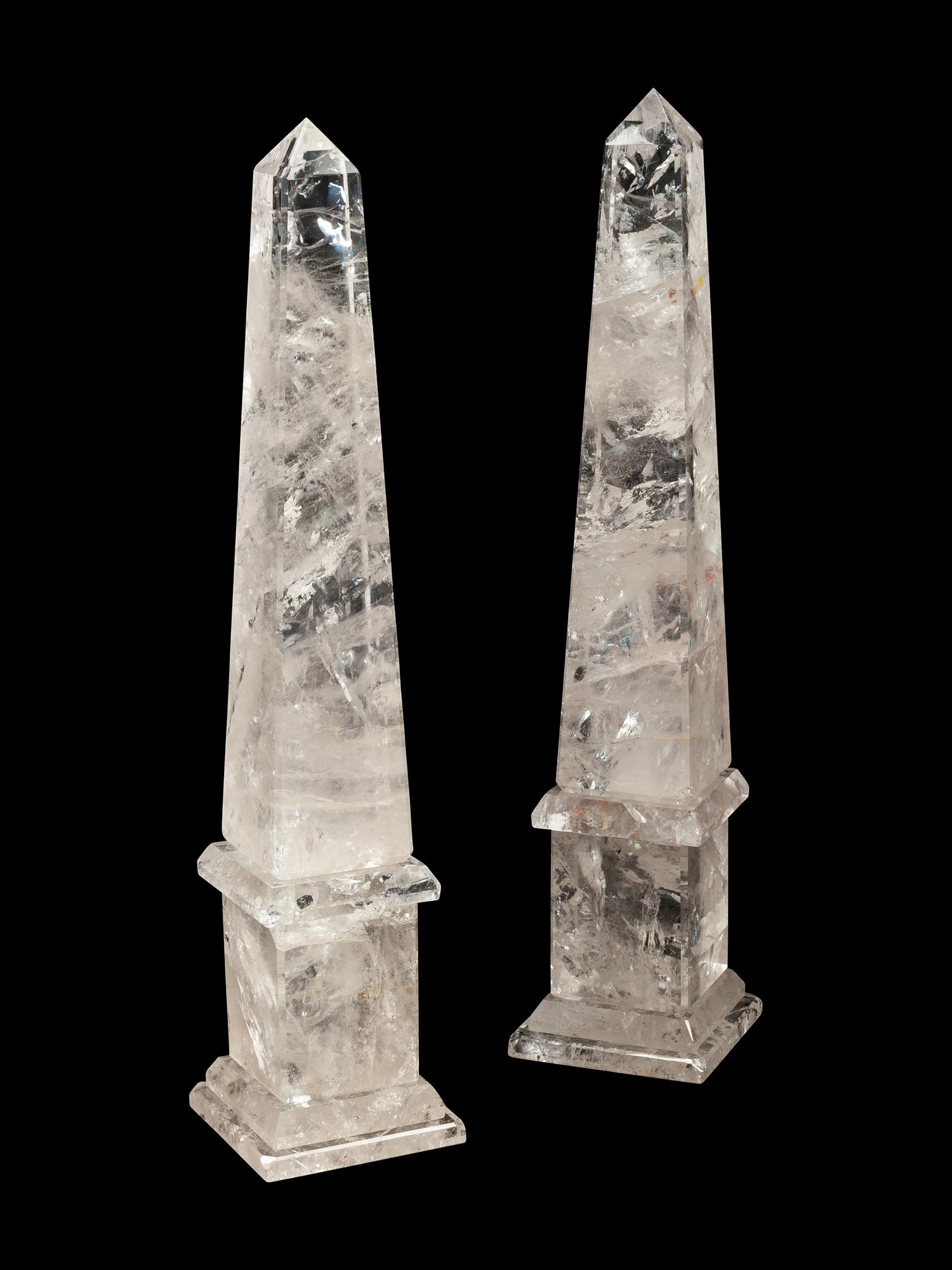 A Pair of Rock Crystal Obelisks
