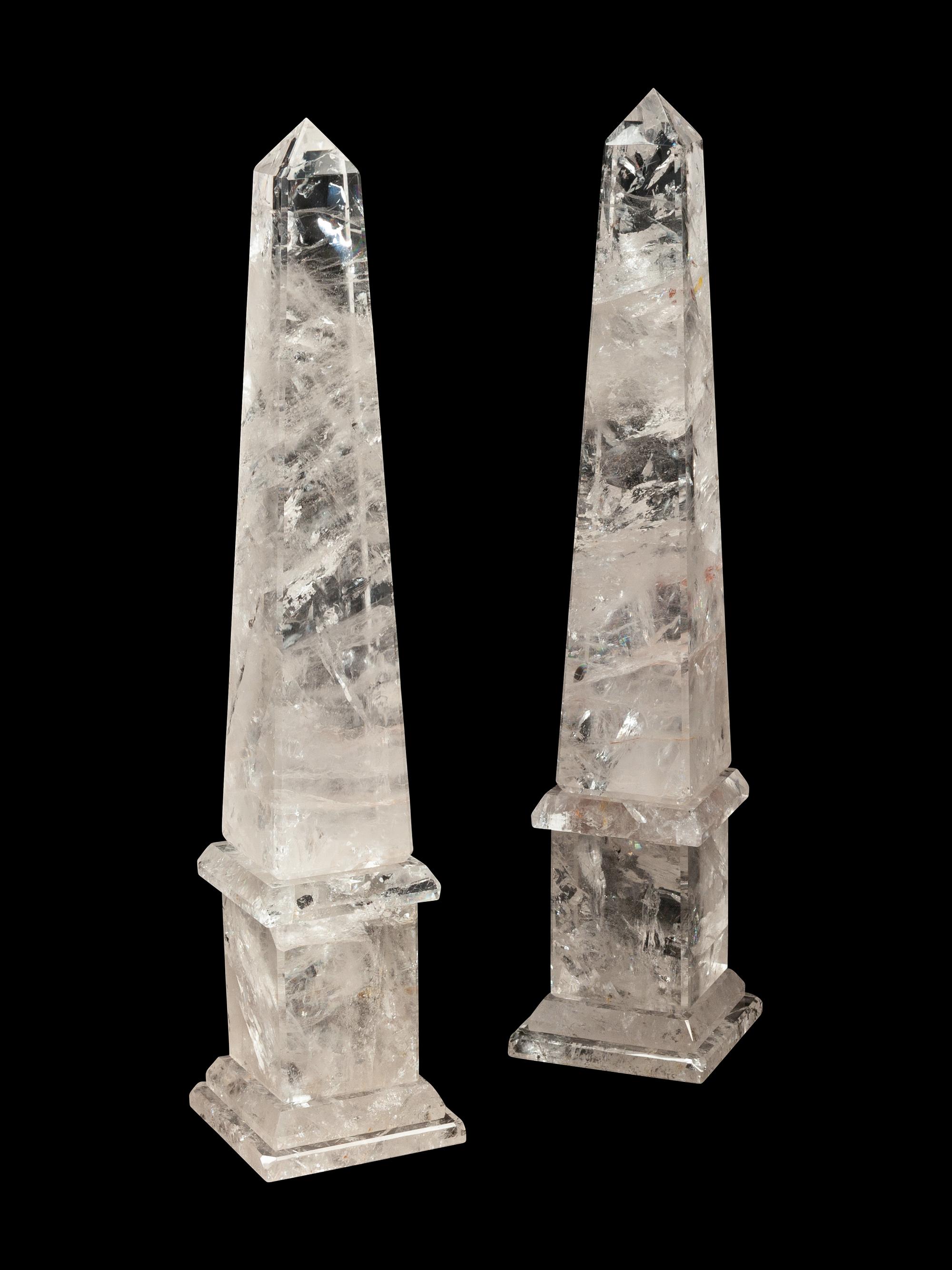 A Pair of Rock Crystal Obelisks