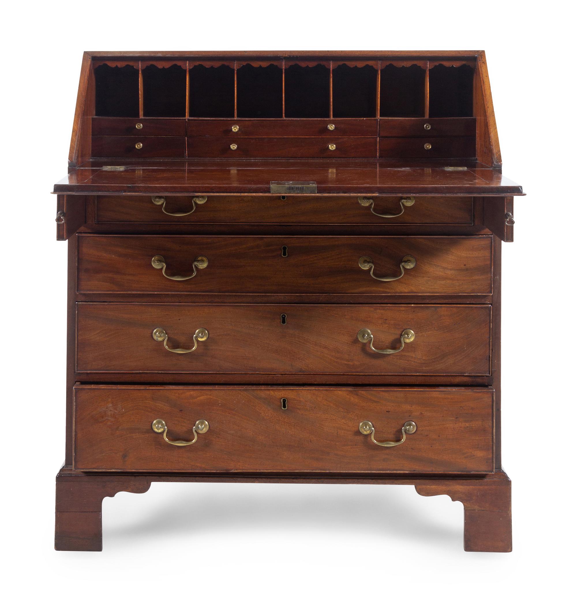 A George III Mahogany Slant-Front Bureau