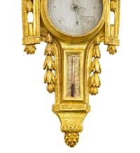 A Restauration Period Giltwood Barometer and Thermometer