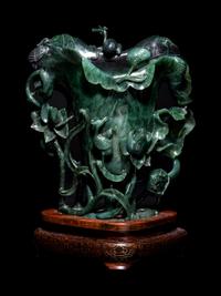 A Spinach Jade ‘Lotus’ Libation Cup