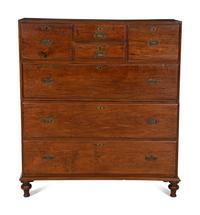 An Anglo-Indian Brass Mounted Mahogany Campaign Chest