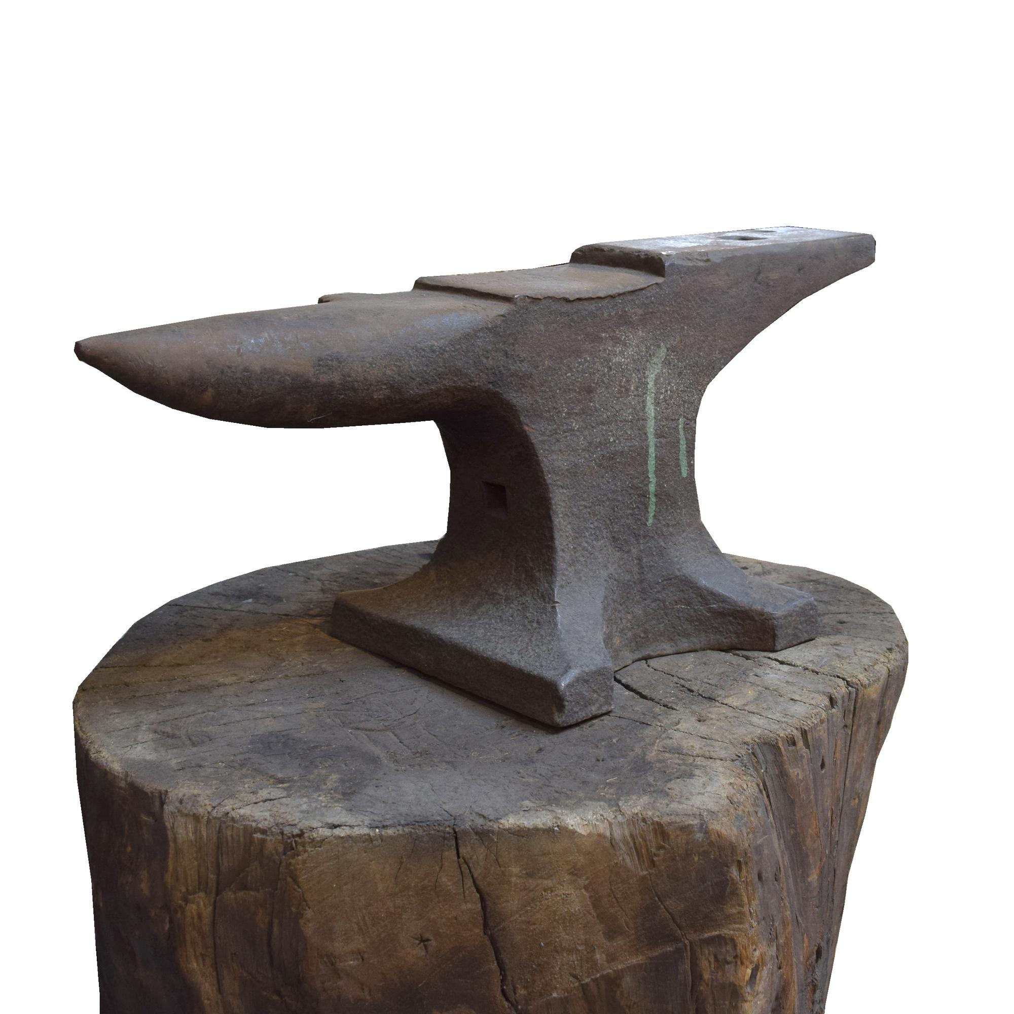 An Industrial Anvil on a Wood Base 26.5" W x 22" D x 33.5" H — United States, 19th Century