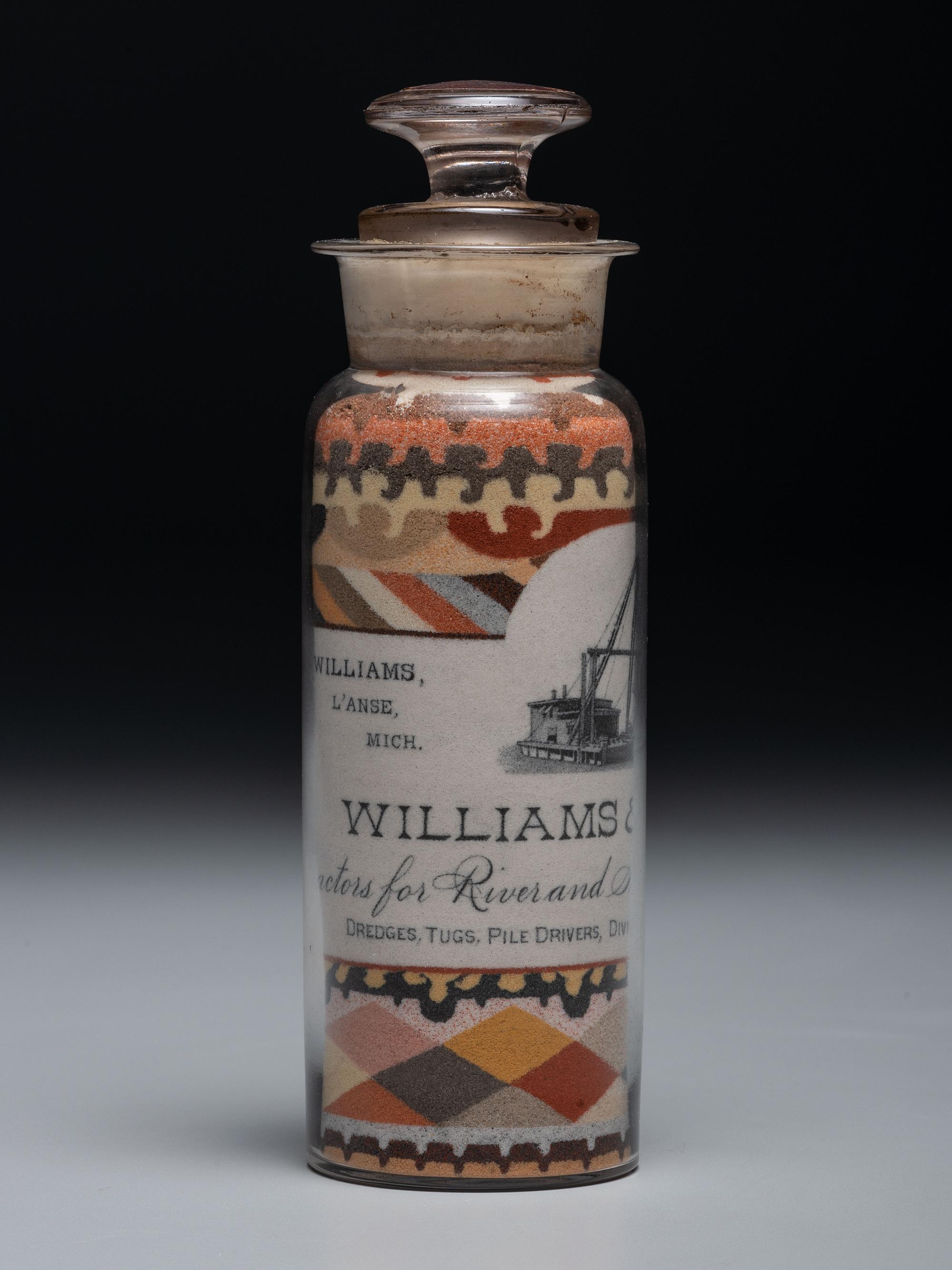 An Andrew Clemens (American, 1857-1894) Williams and Upham Contractors for River and Harbor Improvements Sand Bottle