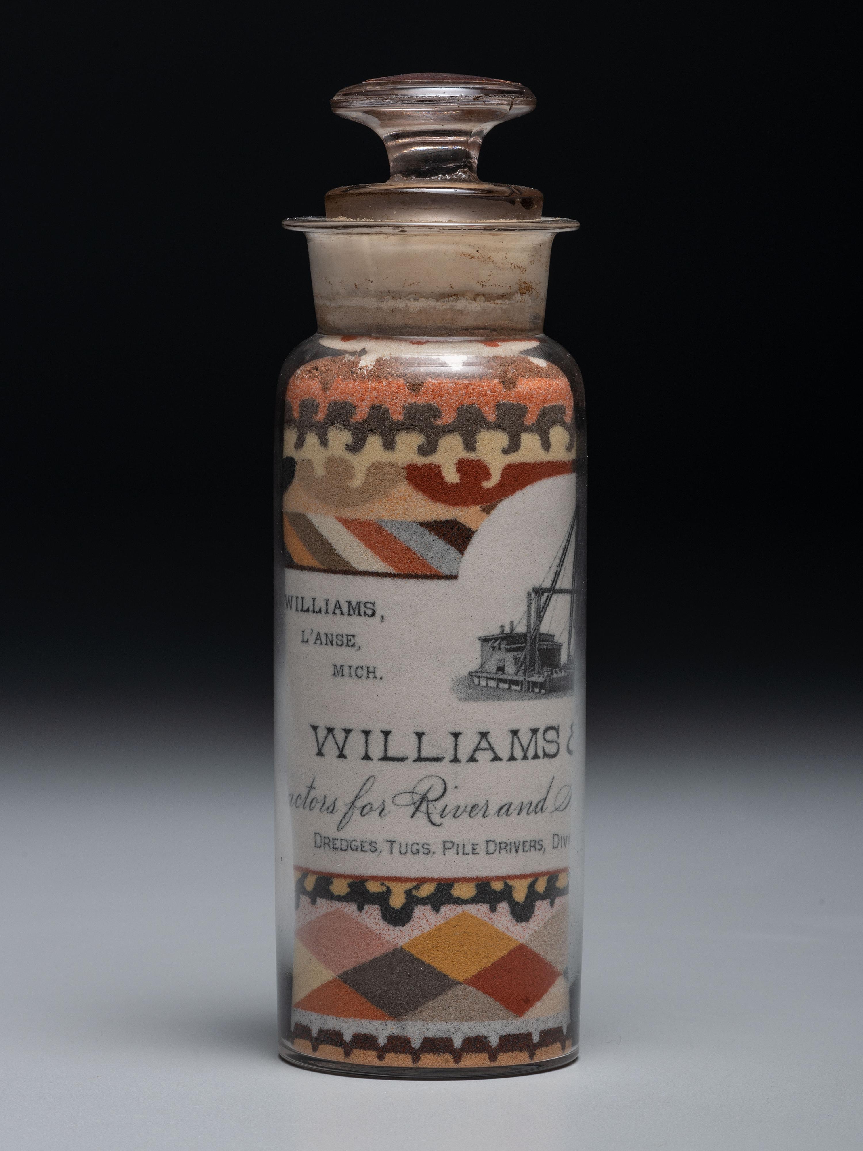 An Andrew Clemens (American, 1857-1894) Williams and Upham Contractors for River and Harbor Improvements Sand Bottle