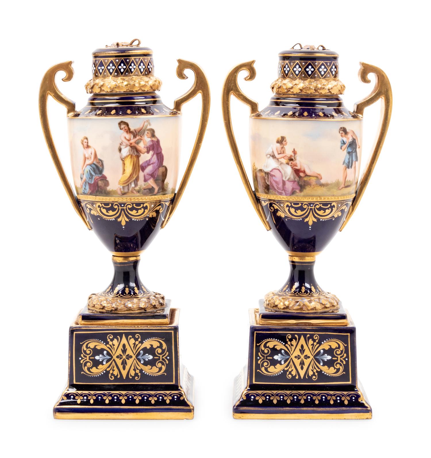A Pair of Vienna Porcelain Urns