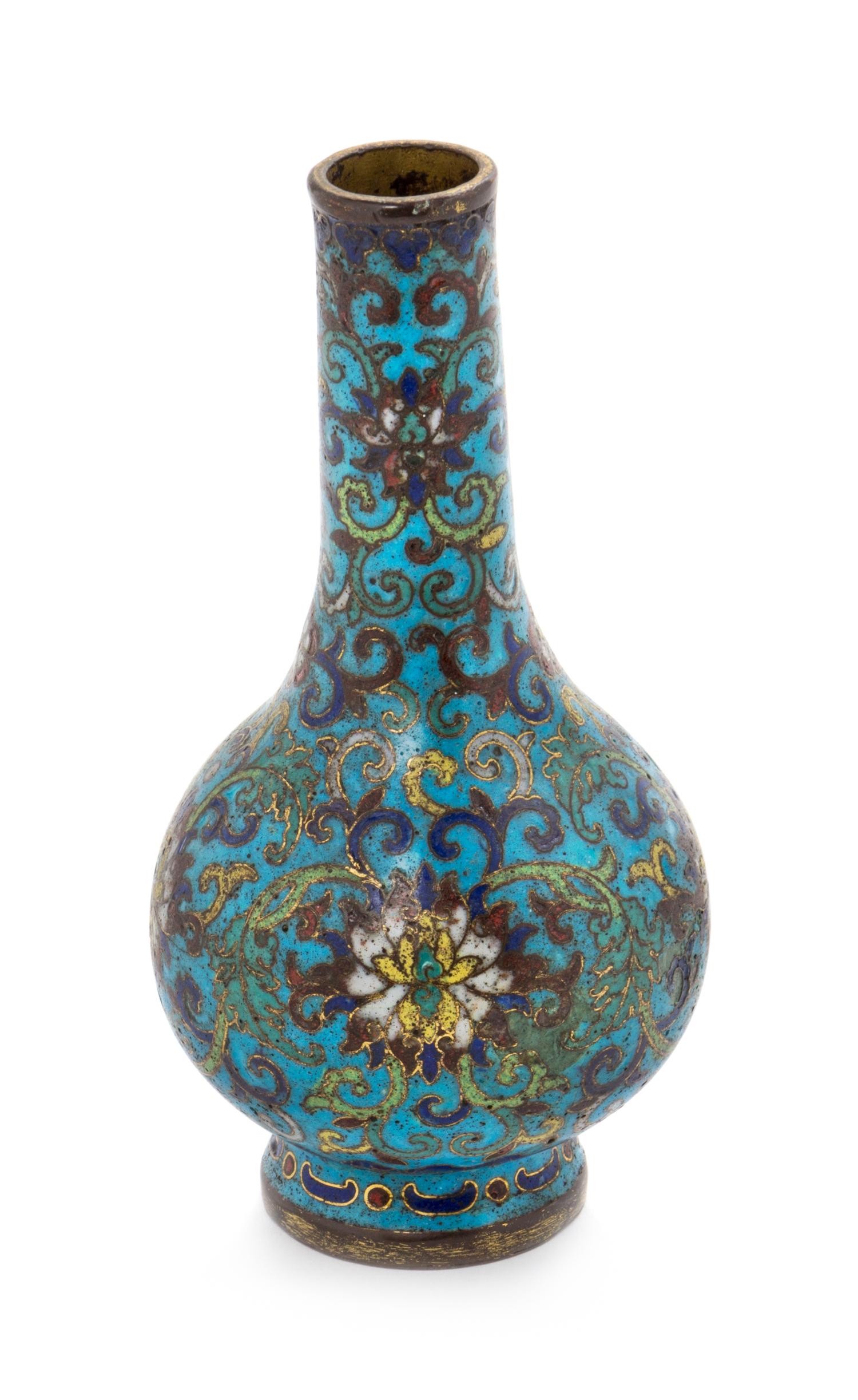 A Cloisonne Enamel Bottle Vase Height 6 inches. — QING DYNASTY (1644-1912)