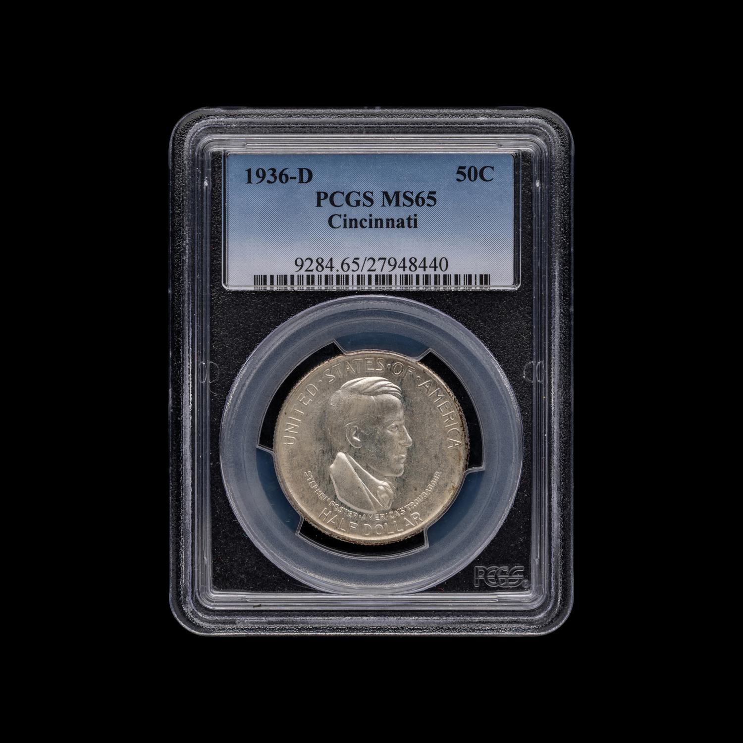 A 1936-D Cincinnati Commemorative 50c Coin [PCGS MS65]