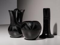 Blackware Pottery Candle Holder and Wedding Vase 1920-1943
