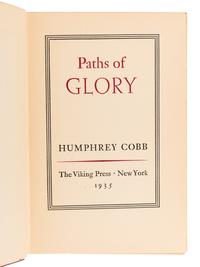 COBB, Humphrey (1899-1944). Paths of Glory . New York: The Viking Press, 1935.
