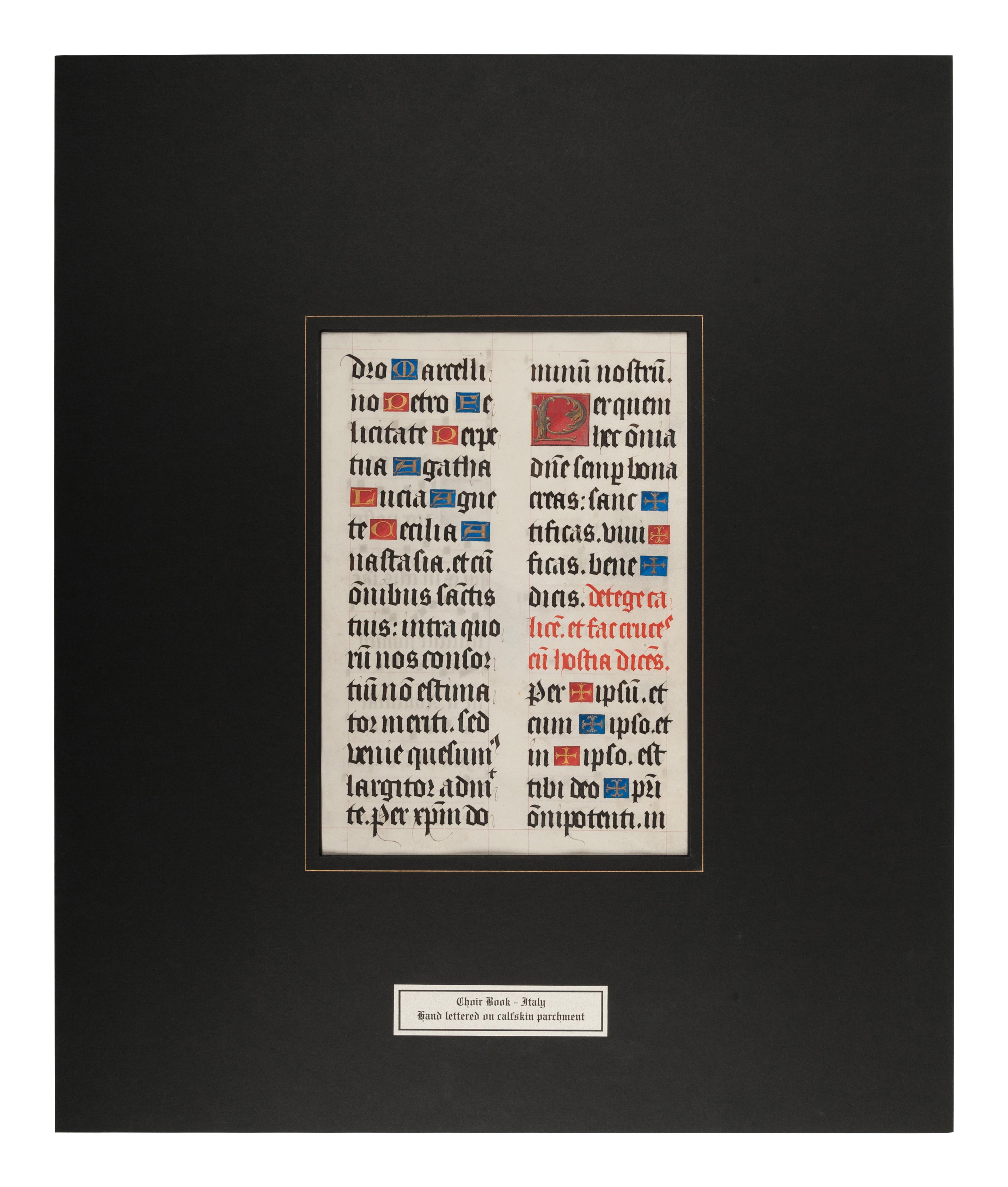 [MANUSCRIPT LEAF -- ANTIPHONARY]. One leaf on vellum, in Latin. Italy, ca. 1480-1525.