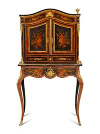 A Louis XV Style Gilt Bronze Mounted Marquetry Bonheur du Jour