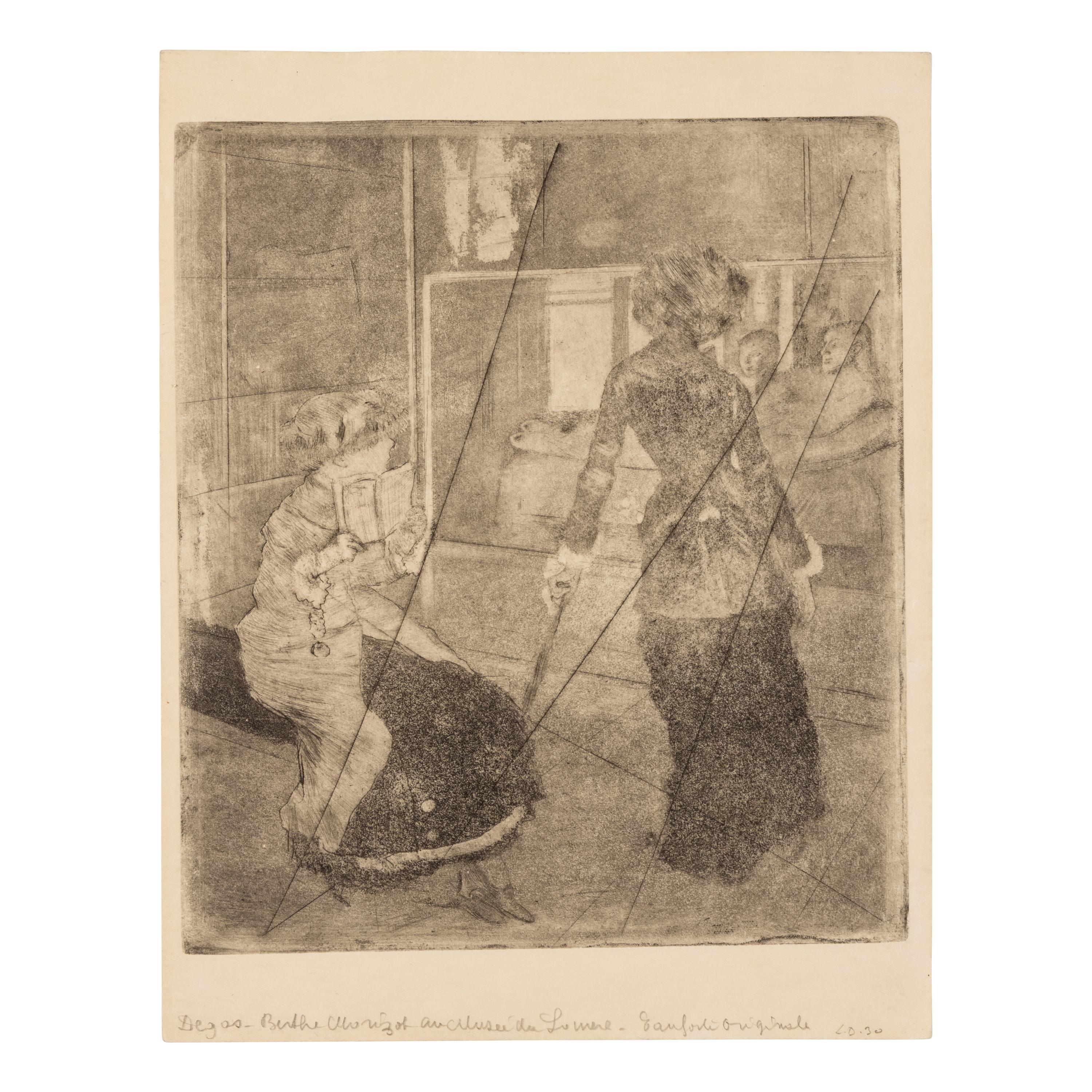 Edgar Degas (French, 1834-1917) — Mary Cassatt au Louvre, Musée des Antiques and At the Café des Ambassadeur s (two works), ca. 1879-80