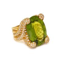 HENRY DUNAY, PERIDOT, DIAMOND, AND YELLOW GOLD 'HARMONY' RING