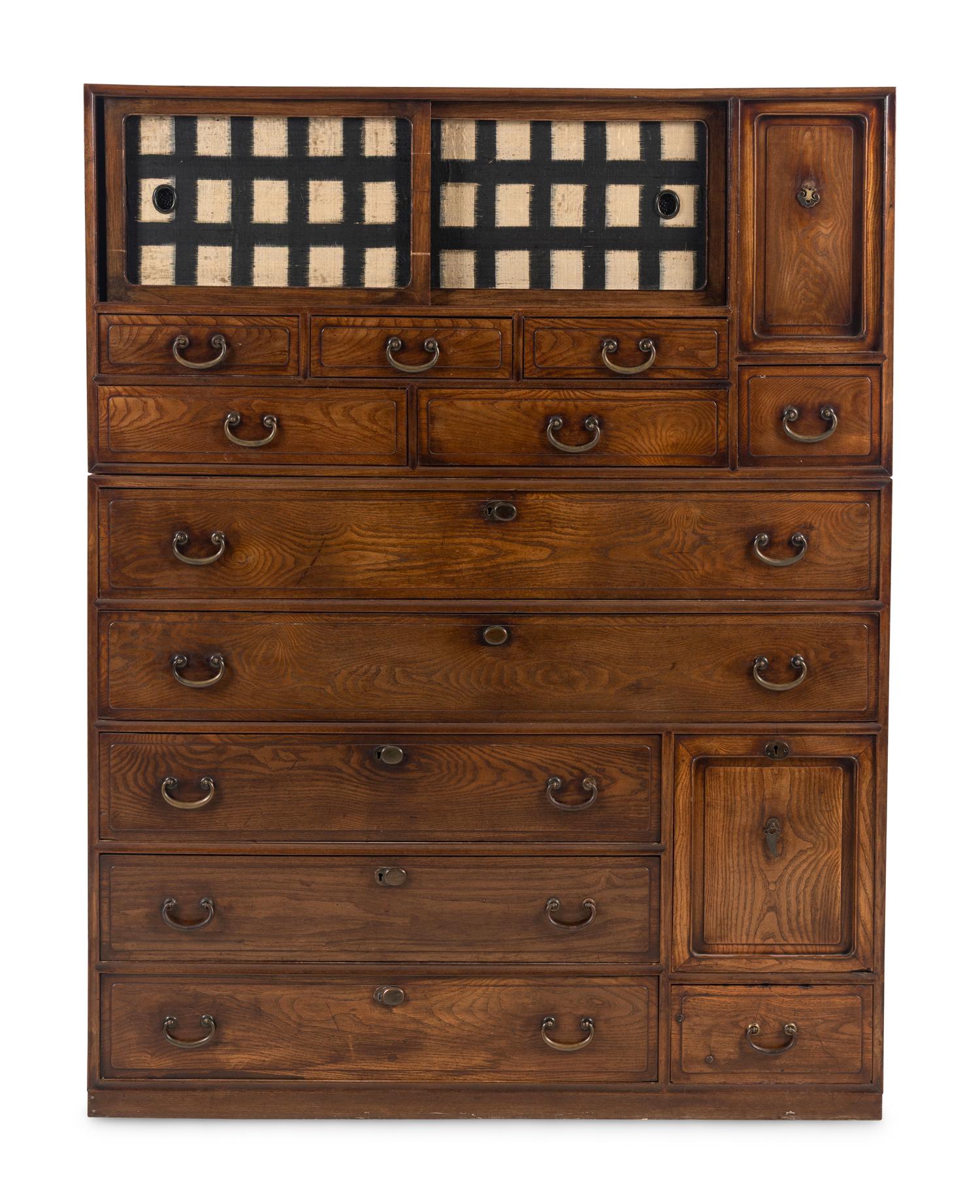 A Japanese Wood Tansu Chest