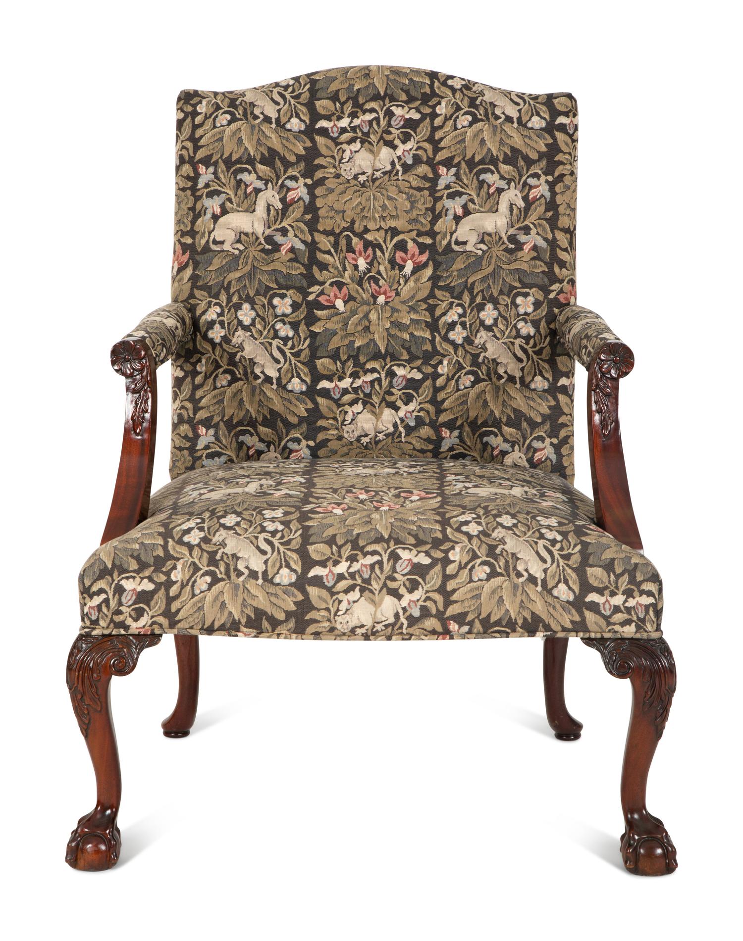 A George III Style Mahogany Open Armchair