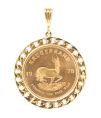 A 1978 Krugerrand Pendant, 29.30 dwts.