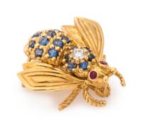 TIFFANY & CO., DIAMOND, SAPPHIRE AND RUBY BEE BROOCH