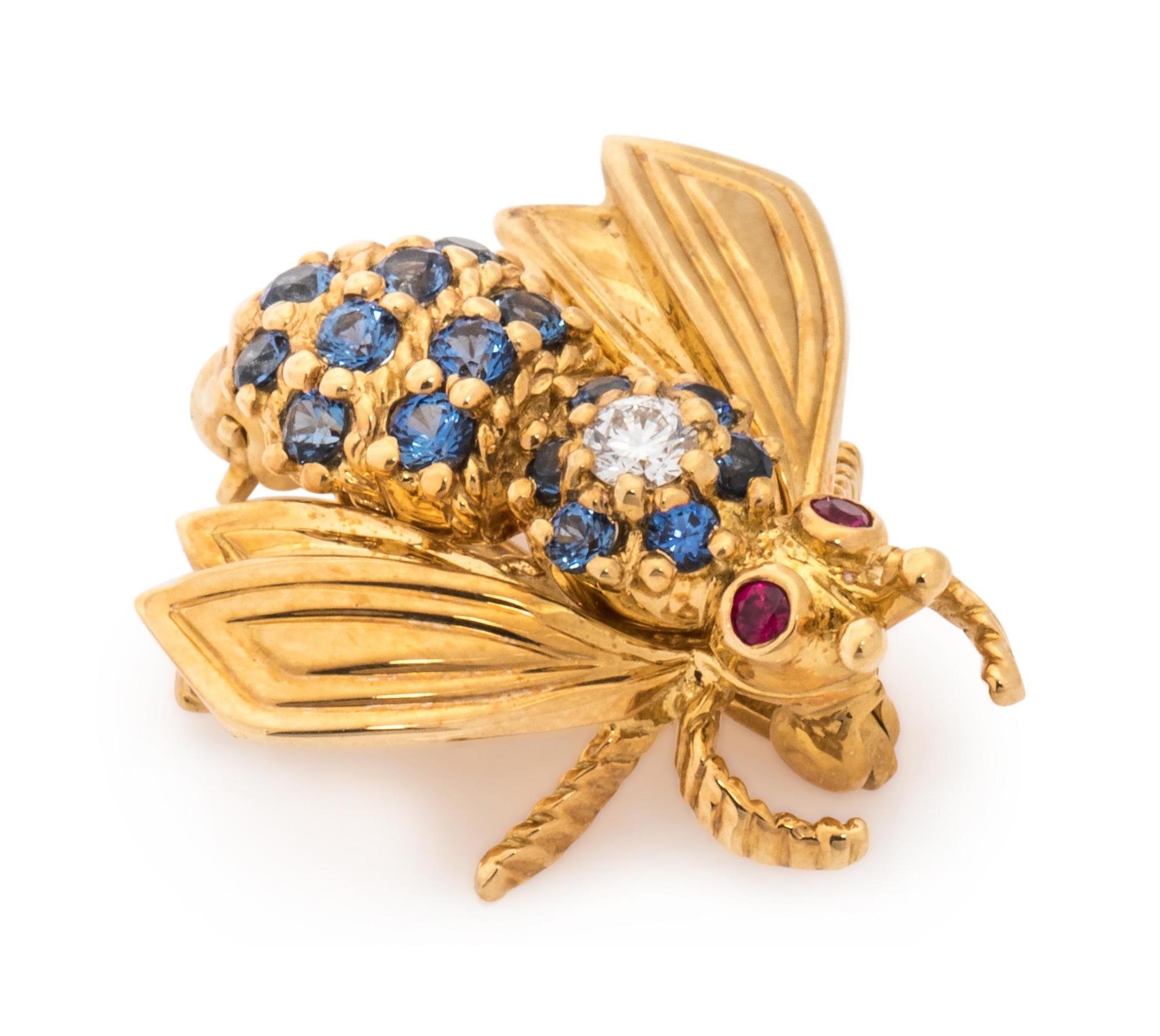 TIFFANY & CO., DIAMOND, SAPPHIRE AND RUBY BEE BROOCH