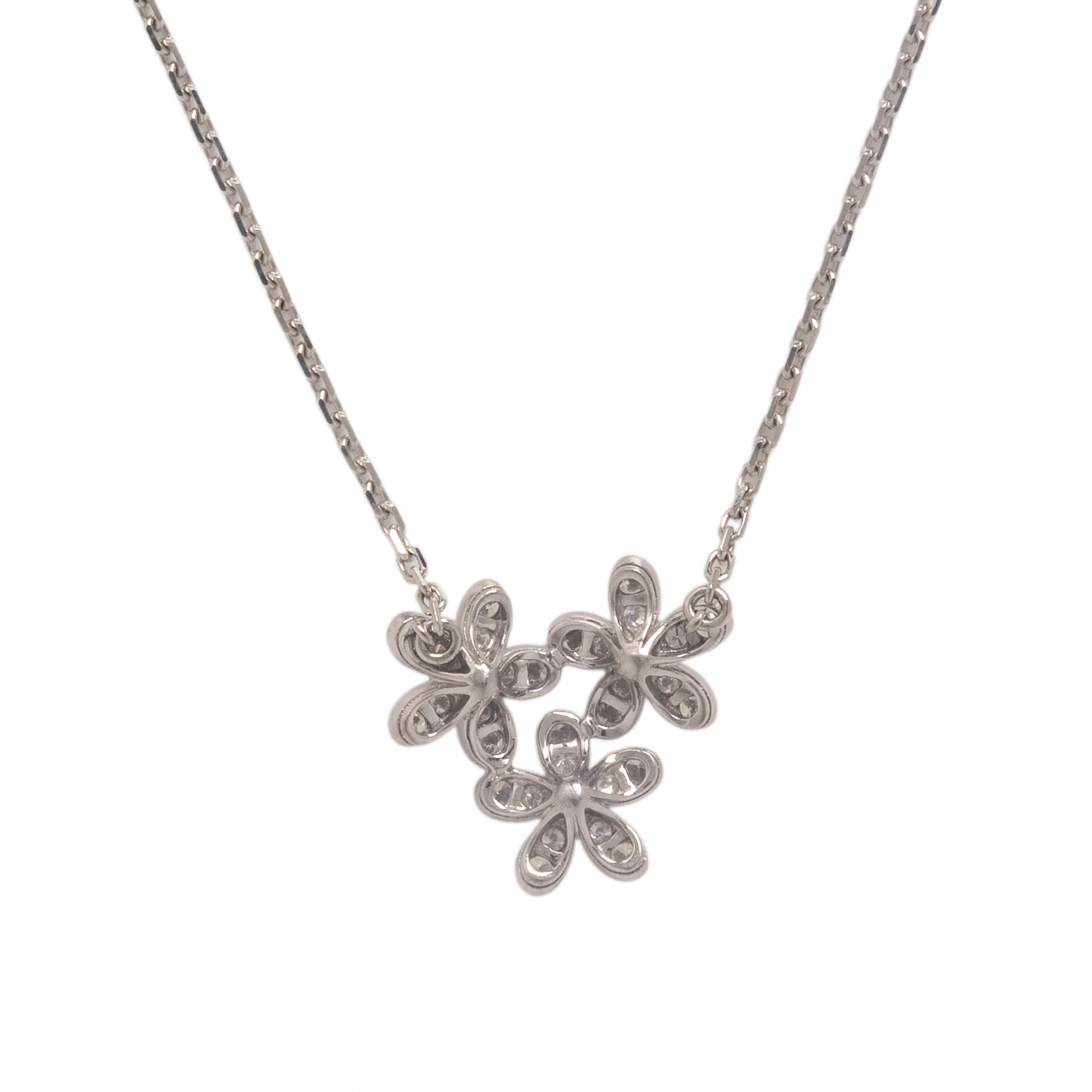 Van Cleef & Arpels, 'Socrate' '3 Flowers', Diamond and White Gold Pendant Necklace
