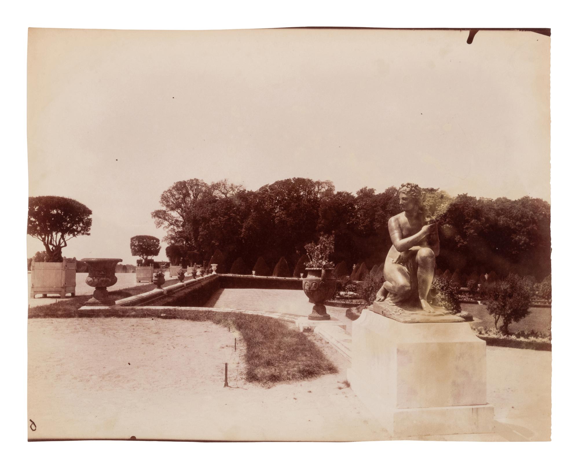 A group of five photographs depicting the grounds of Versailles ( Cours d'Honneur, Versailles , 1901; La Vénus accroupie, par Coysevox (Versailles) , 1902; Versailles - Bassin de Neptune, 1902; Versailles - l'Orangerie, 1903; Grand Trianon - le Buffet , 1906)