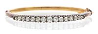 A Yellow Gold and Diamond Bangle Bracelet, Circa 1890, 7.10 dwts.