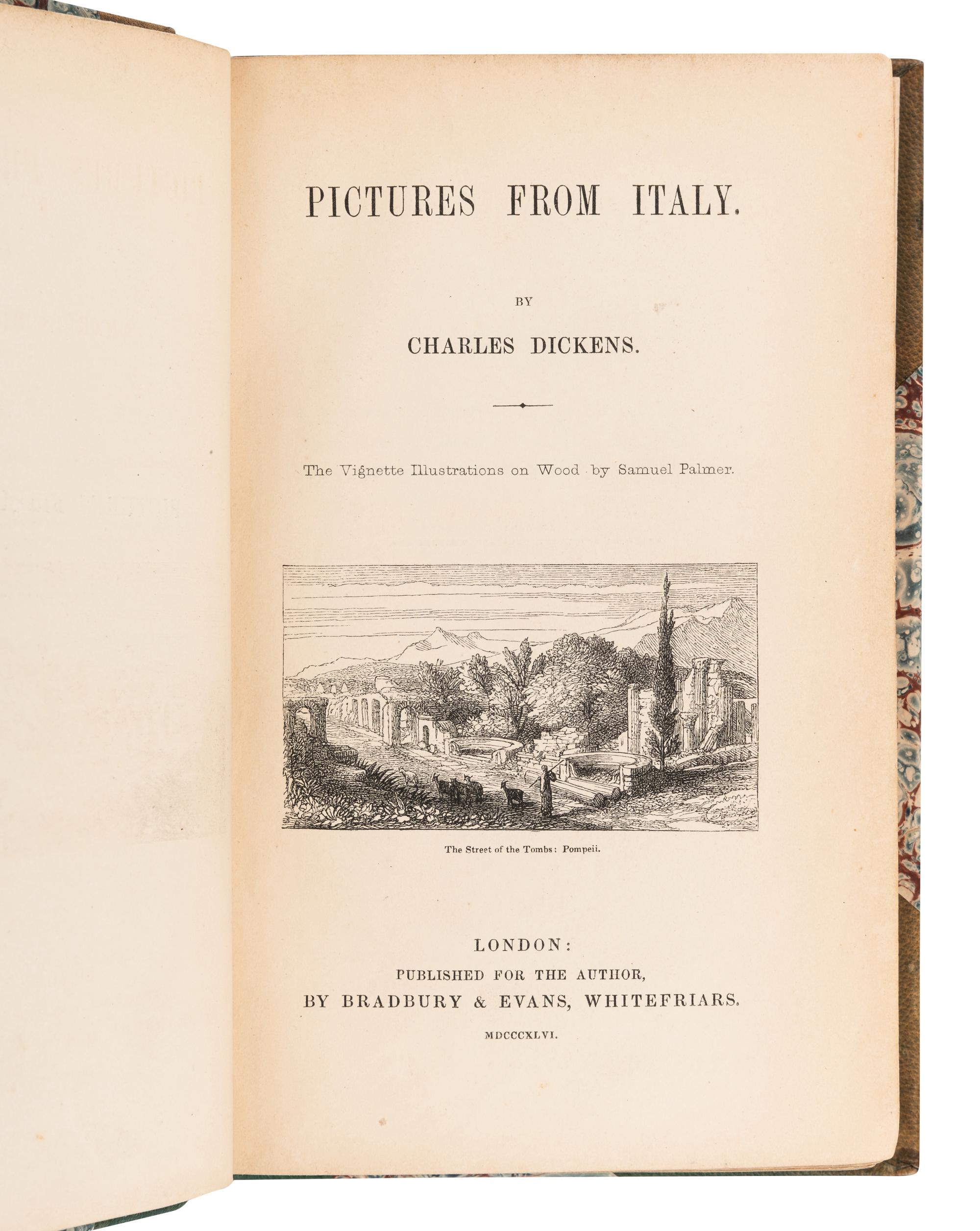 DICKENS, Charles (1812-1870). Pictures From Italy . London: Bradbury & Evans for the Author, 1846.