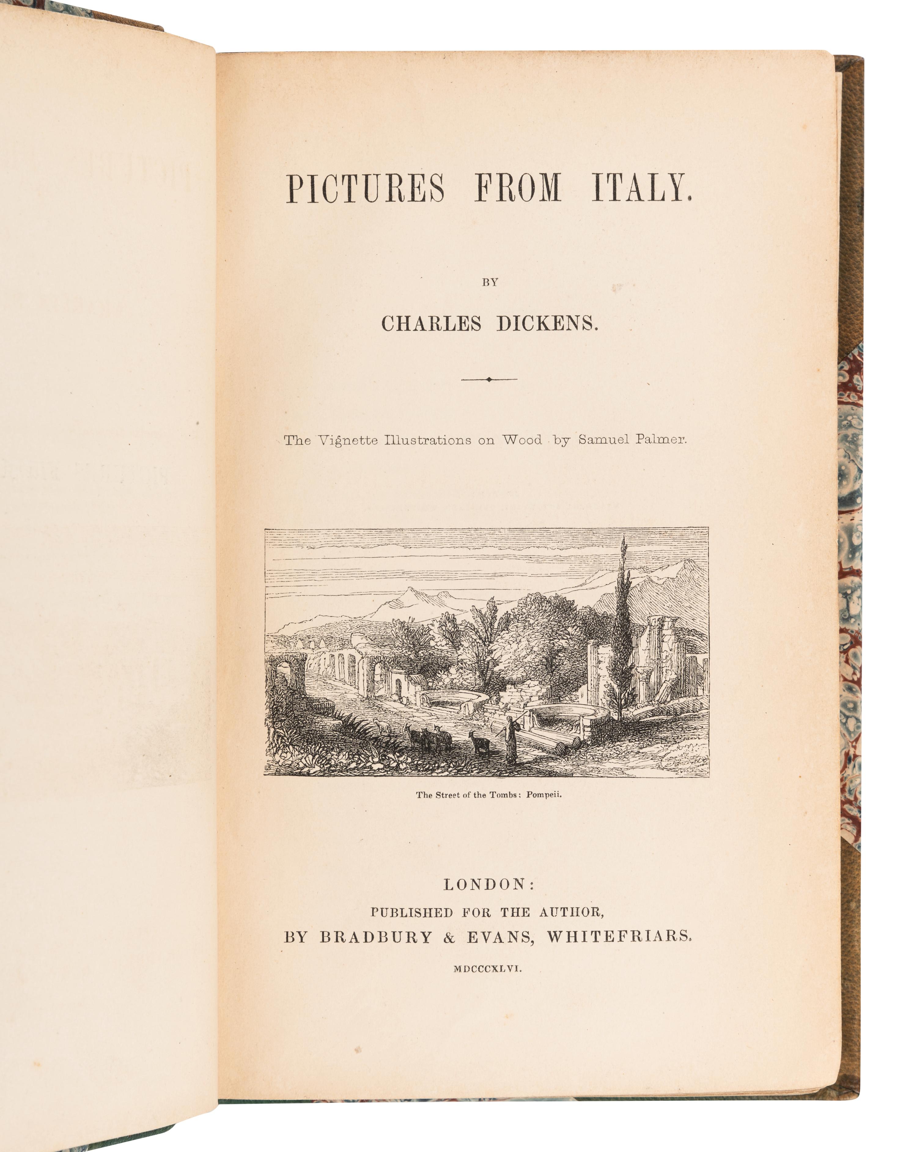 DICKENS, Charles (1812-1870). Pictures From Italy . London: Bradbury & Evans for the Author, 1846.