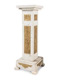 A Pair of Marble and Gilt Bronze Mounted Pedestals