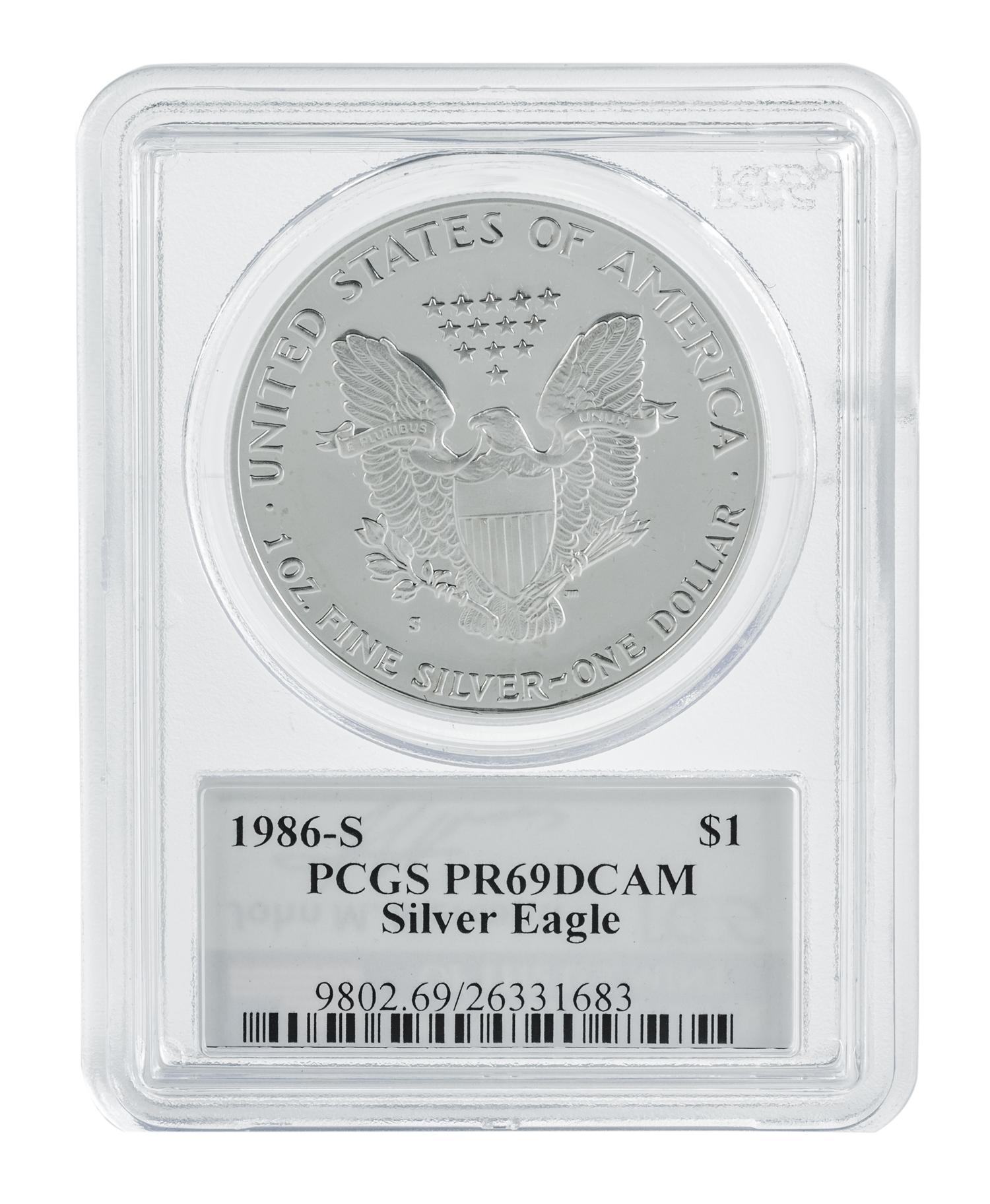 A United States 1986-S Silver Eagle $1 Proof