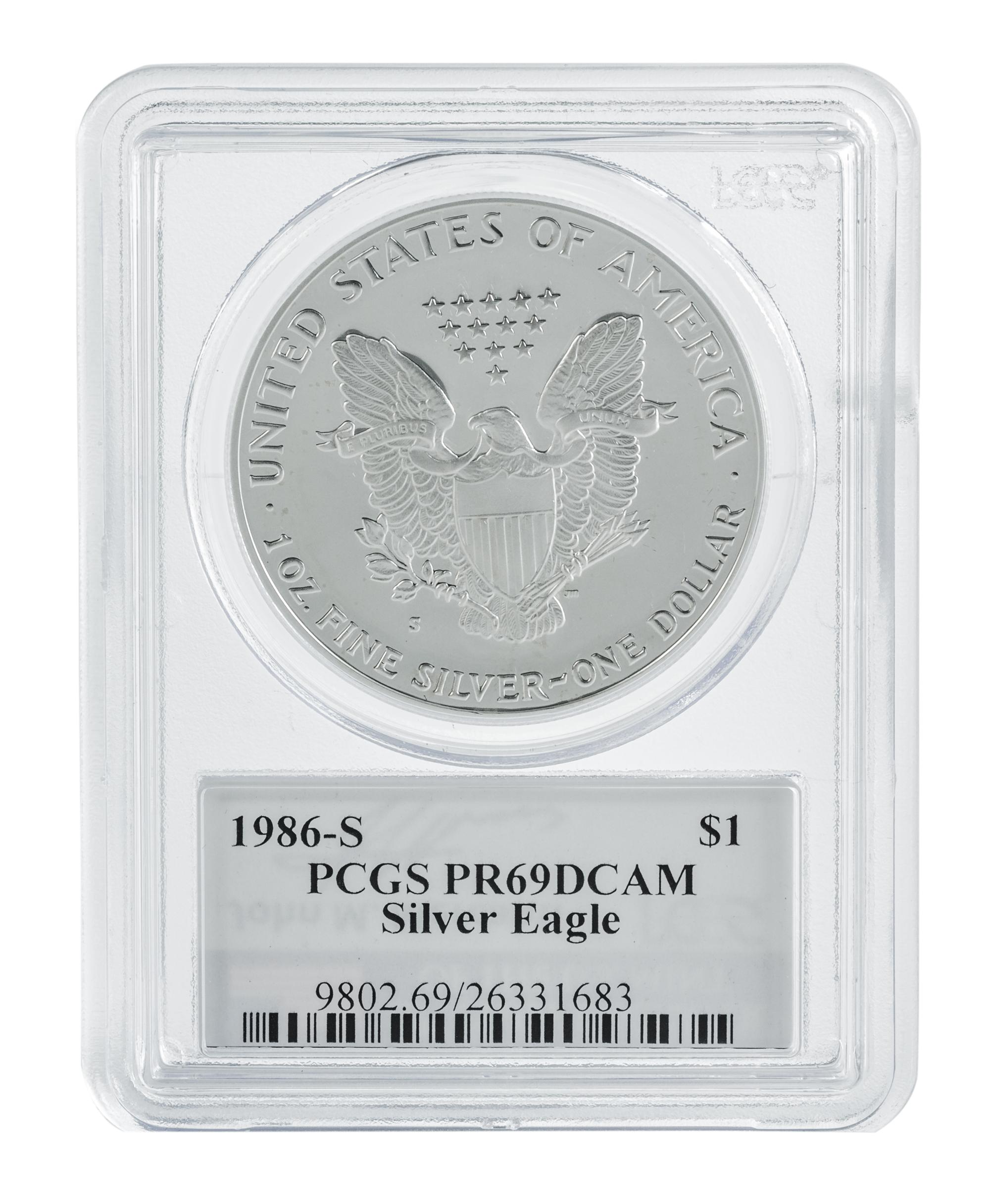 A United States 1986-S Silver Eagle $1 Proof