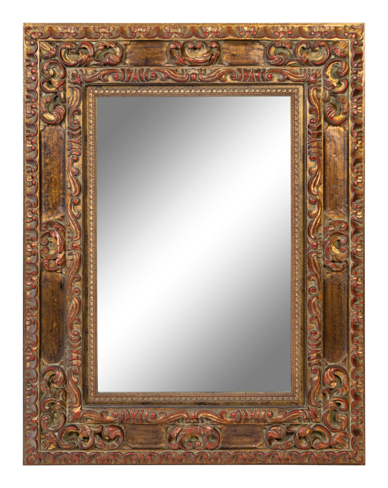 A Baroque Style Carved Gilt Wood Mirror — 20TH CENTURY