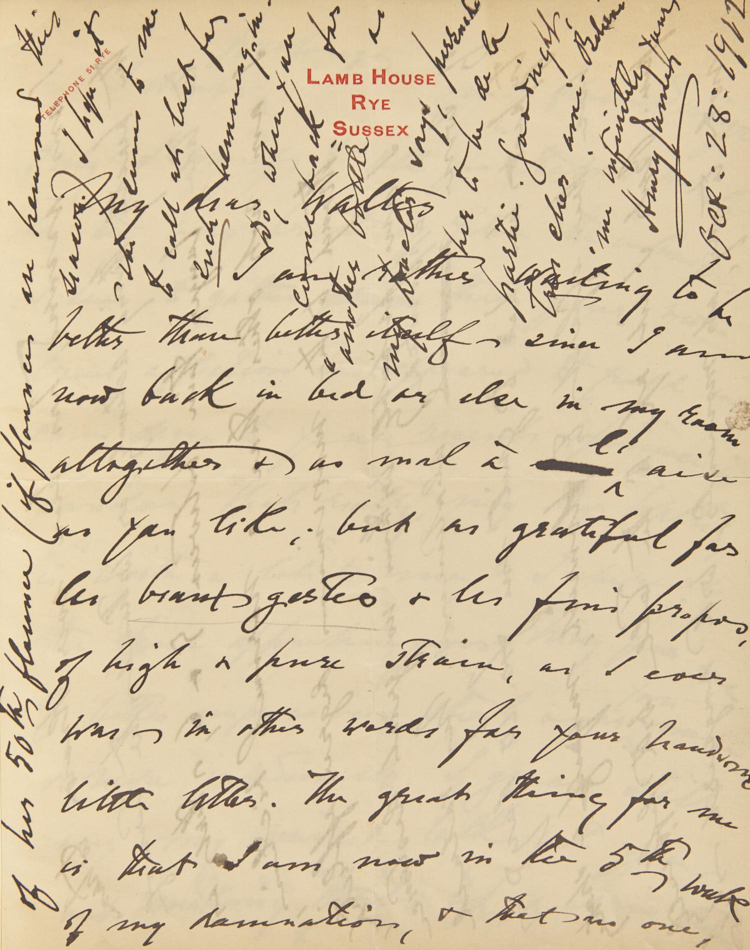 [Black Sun Press] [James, Henry, and Walter Berry] Letters of Henry James to Walter Berry