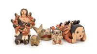 Five Pueblo Ceramics First height 5 1/2 x length 5 1/4 inches.