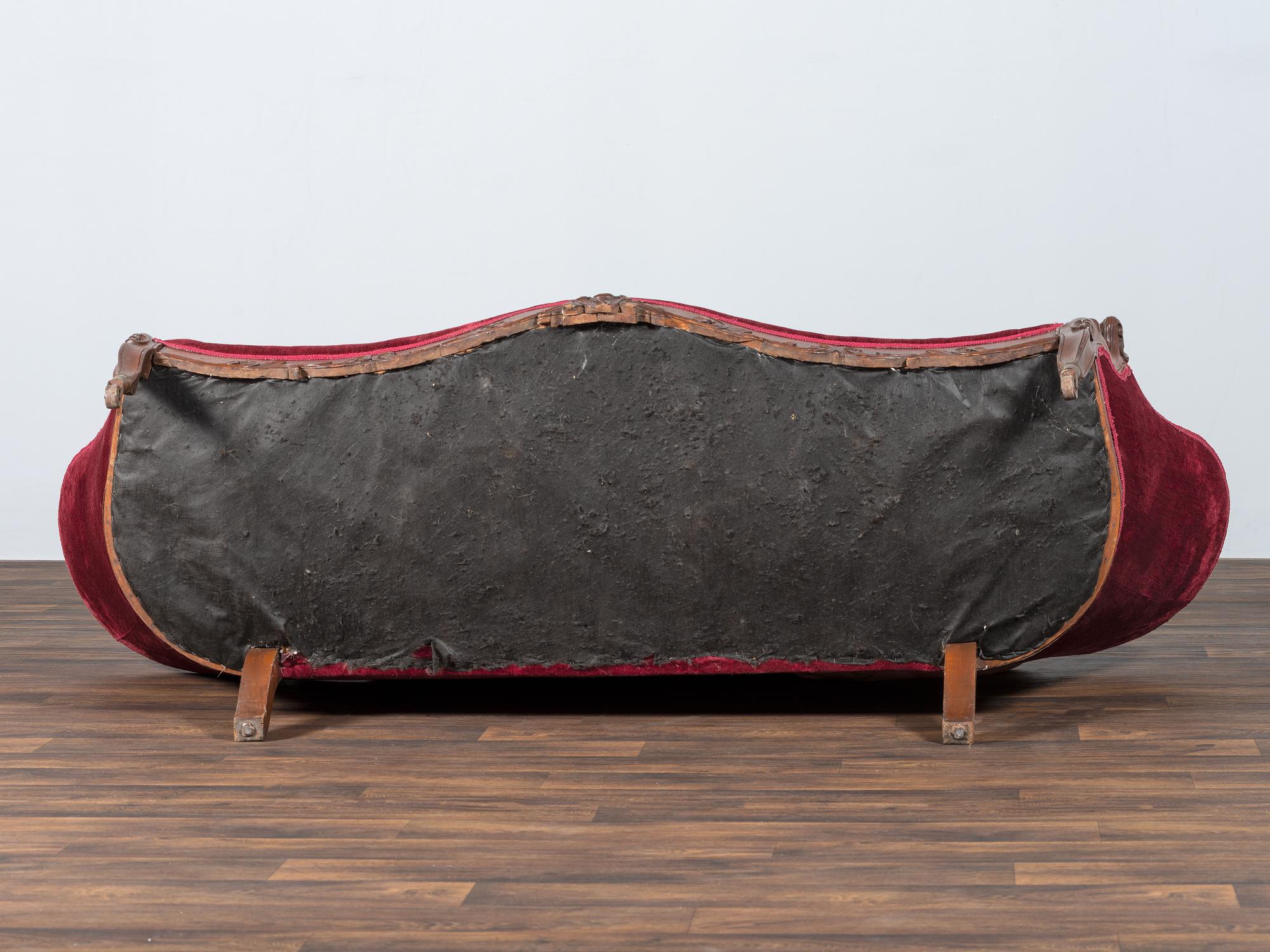 A Victorian Floral Carved Rosewood Parlor Settee