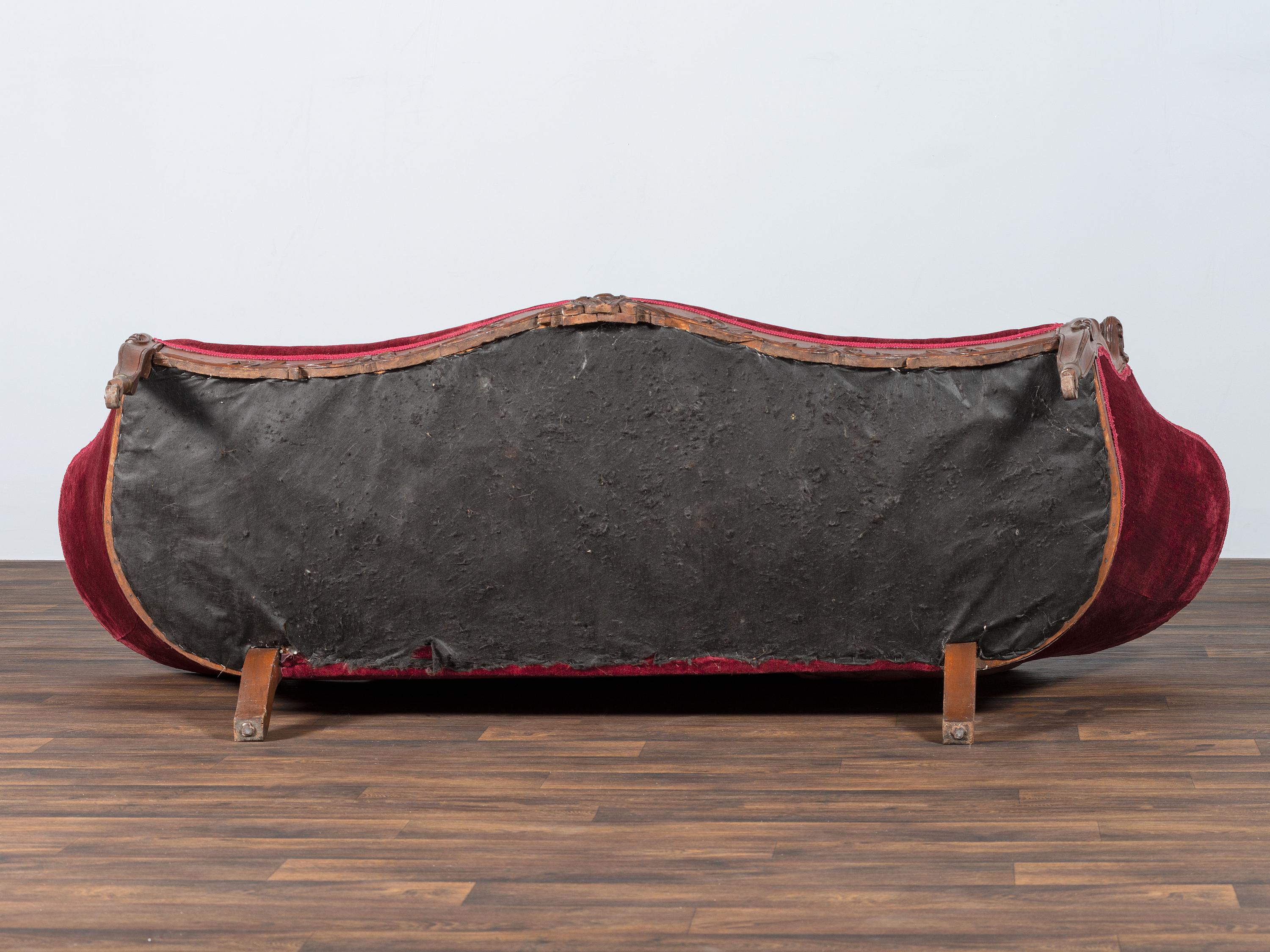 A Victorian Floral Carved Rosewood Parlor Settee