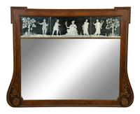 An Edwardian Carved Walnut and Etched Glass Overmantel Mirror
