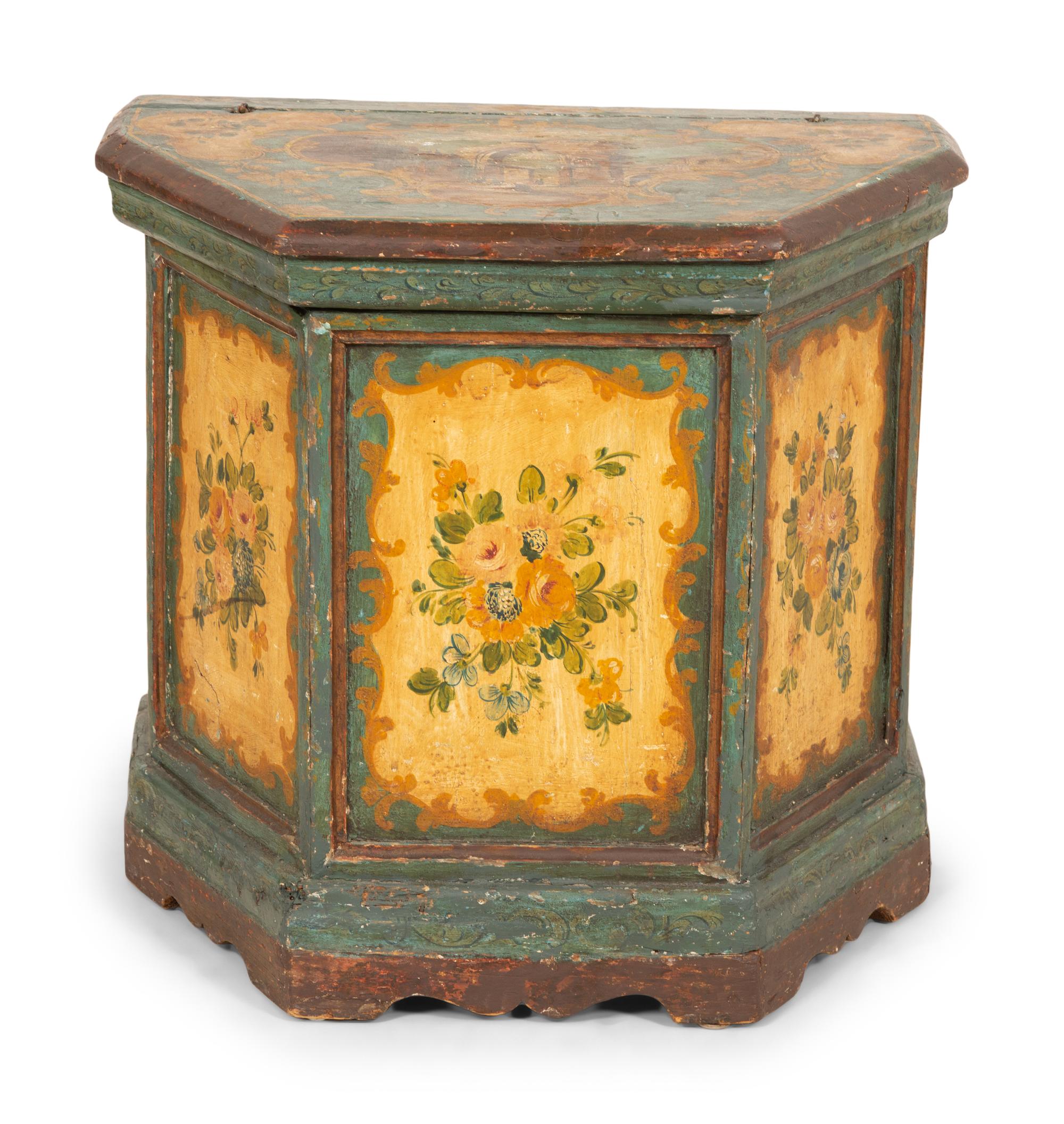A Venetian Painted Side Cabinet with Hinged Top