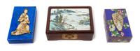 Three Chinese Rectangular Hinged Boxes Largest Lengthe 7 x width 5 x height 2 1/2 inches. — LATE QING DYNASTY
